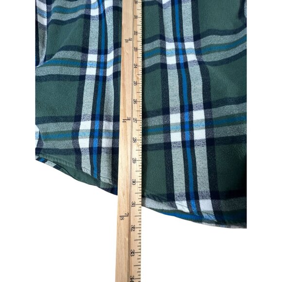 Lands End Flannel Shirt Green White Blue Plaid Men's 3XL/T Long Sleeve Buttons - Picture 6 of 10